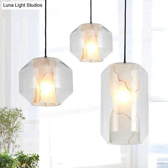 Modern Black Cylinder Pendant With 1-Light Clear Glass - 8/10 Wide