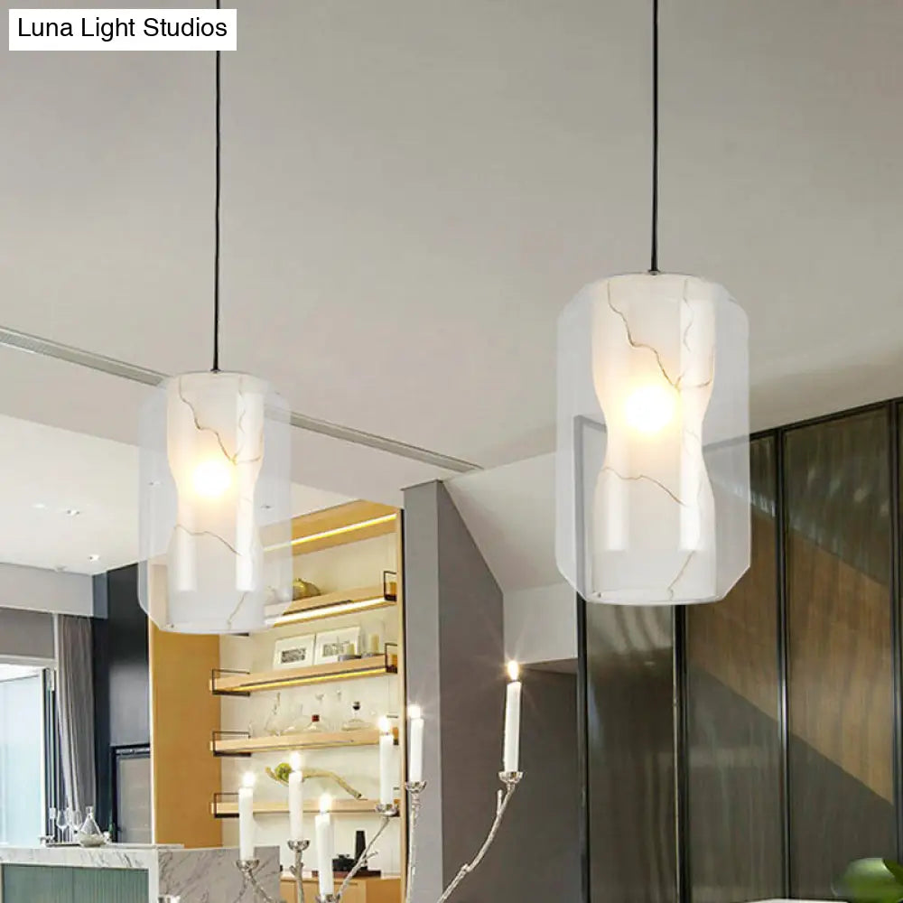 Modern Black Cylinder Pendant With 1-Light Clear Glass - 8/10 Wide