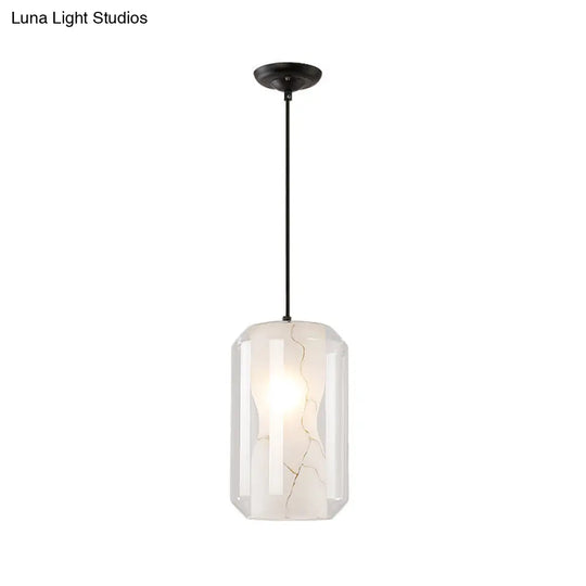 Modern Black Cylinder Pendant With 1-Light Clear Glass - 8/10 Wide / 8