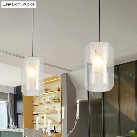 Modern Clear Glass Pendant Light-Black 1-Light 8’/10’ Wide Cylinder/Drum