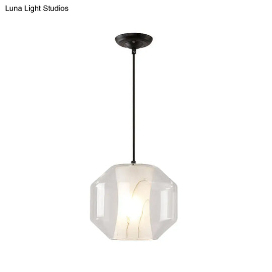 Modern Black Cylinder Pendant With 1-Light Clear Glass - 8/10 Wide