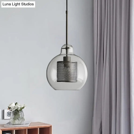 Modern Clear Glass Pendant Light For Dining Room Table - 1-Light Fixture