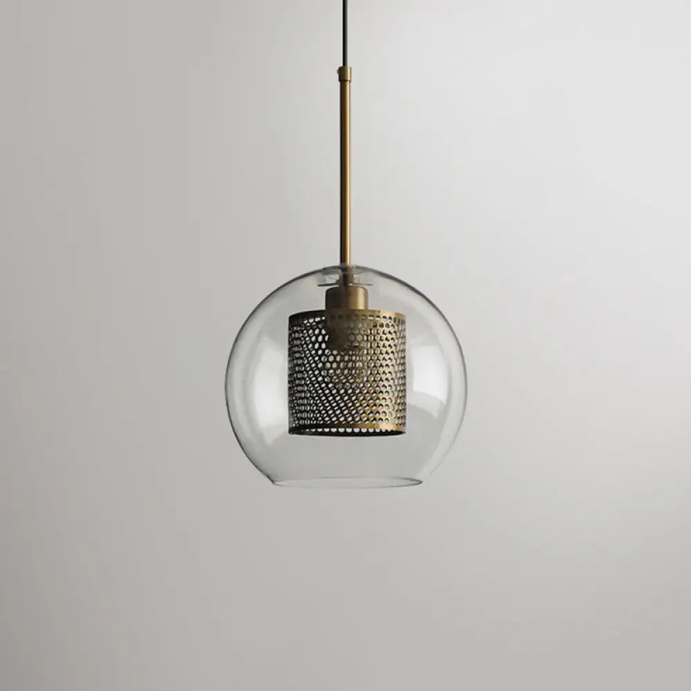 Modern Clear Glass Pendant Light For Dining Table - 1 Hanging Fixture Bronze / 9.5’ Globe