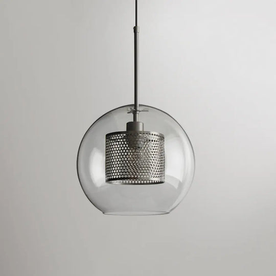 Modern Clear Glass Pendant Light For Dining Table - 1 Hanging Fixture Silver / 12’ Globe