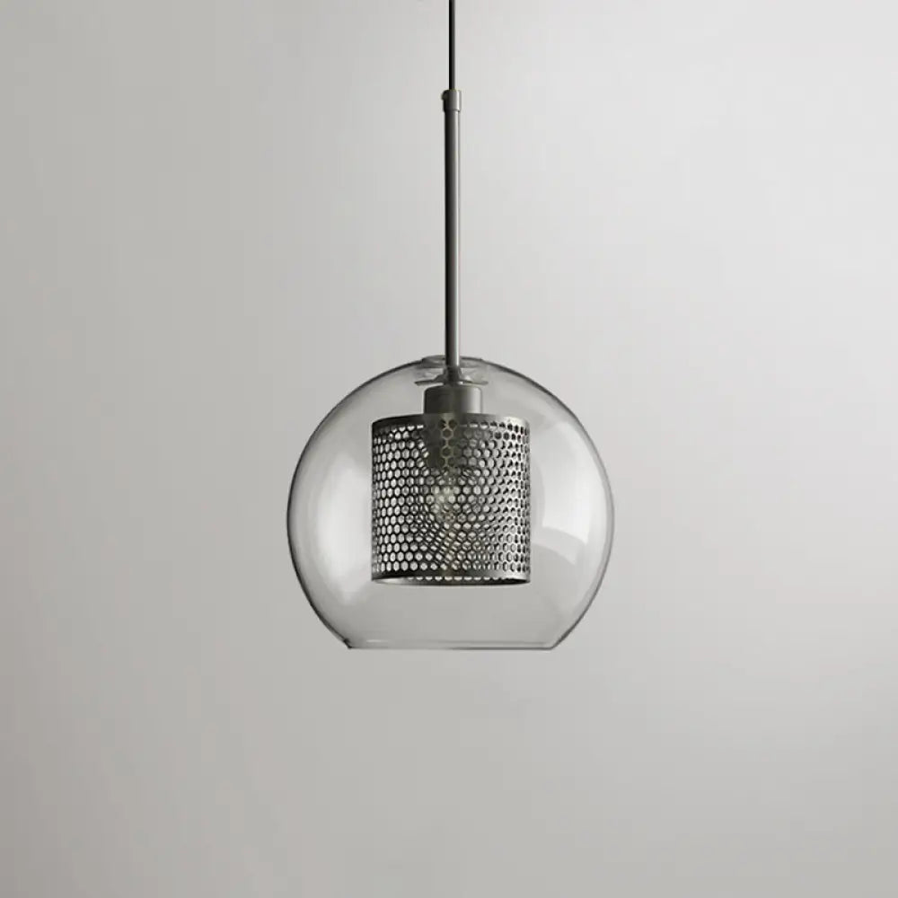 Modern Clear Glass Pendant Light For Dining Table - 1 Hanging Fixture Silver / 9.5’ Globe