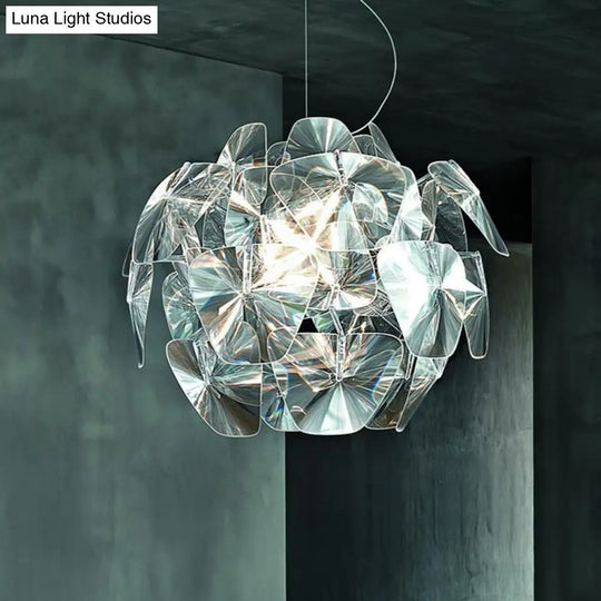 Modern Clear Glass Round Pendant Light - 1 Head Wide Ceiling Hanging 22’/25.5’ Size