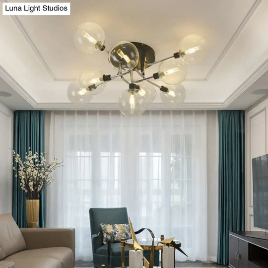 Modern Clear Glass Semi - Flush Ceiling Light - Stylish Flush Mount Fixture For Dining Room