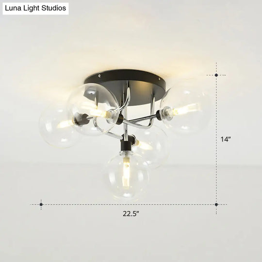 Modern Clear Glass Semi-Flush Ceiling Light - Stylish Flush Mount Fixture For Dining Room 5 / Silver