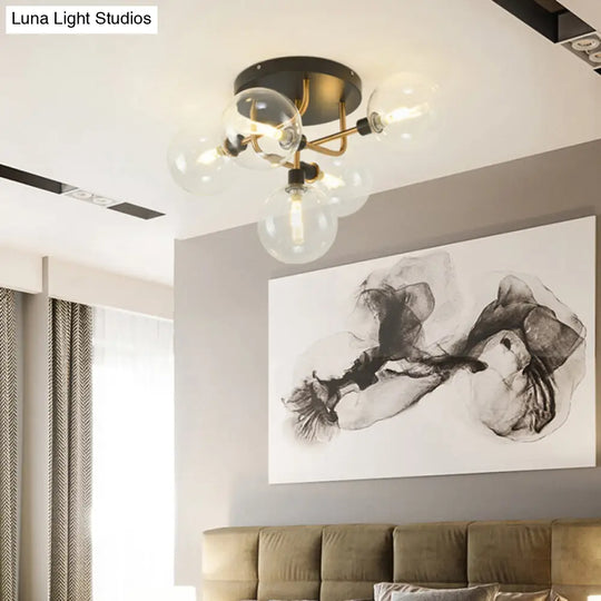 Modern Clear Glass Semi-Flush Ceiling Light - Stylish Flush Mount Fixture For Dining Room 5 / Gold
