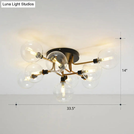 Modern Clear Glass Semi-Flush Ceiling Light - Stylish Flush Mount Fixture For Dining Room 9 / Gold