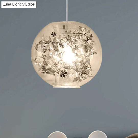 Modern Clear Glass Shattered Leaves Pendant Light - 1-Light Silver/Gold Hanging Ceiling Lamp