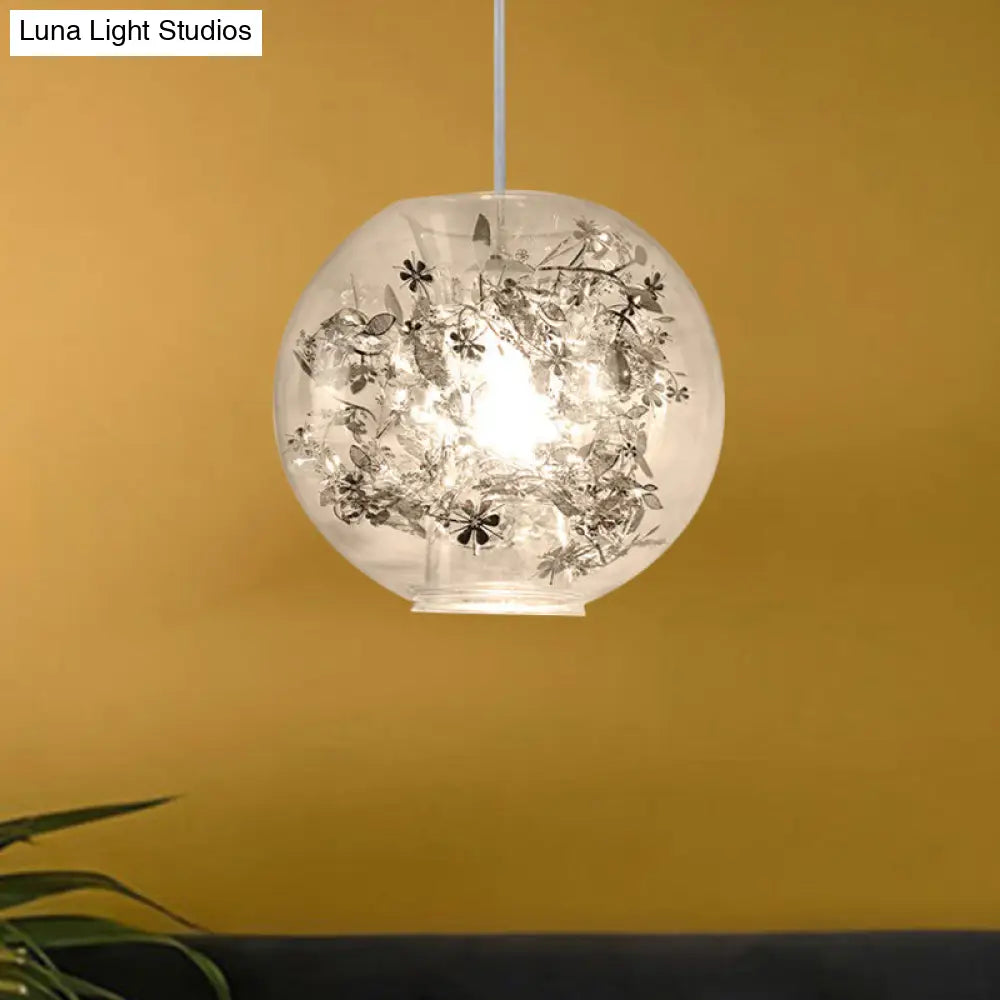 Modern Clear Glass Shattered Leaves Pendant Light - 1-Light Silver/Gold Hanging Ceiling Lamp