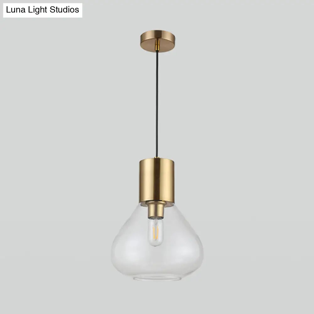 Modern Clear Glass Urn Pendant Lamp - Gold Finish Dining Table Lighting