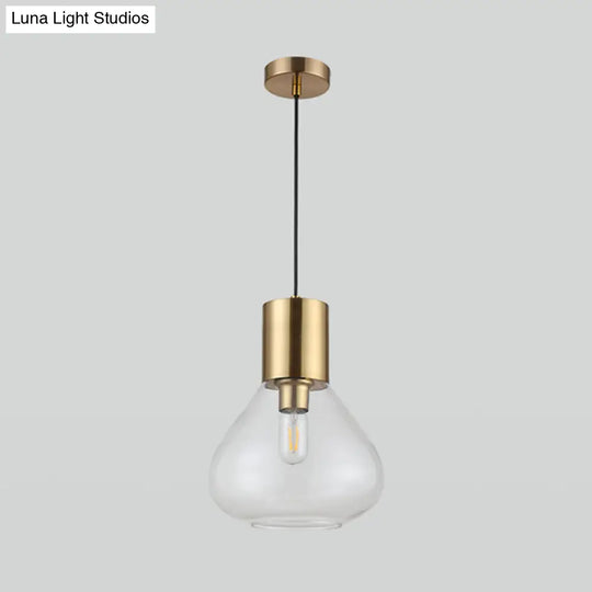 Modern Clear Glass Urn Pendant Lamp - Gold Finish Dining Table Lighting