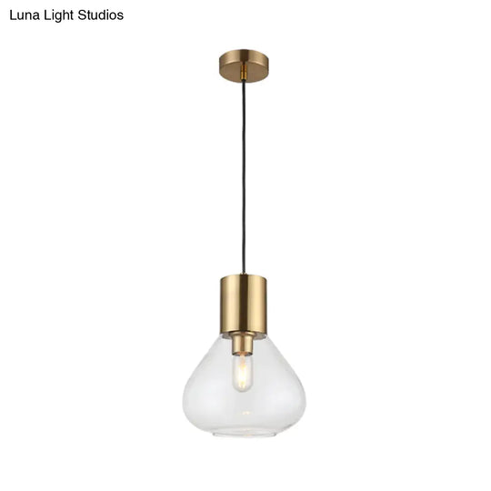 Modern Clear Glass Urn Pendant Lamp - Gold Finish Dining Table Lighting