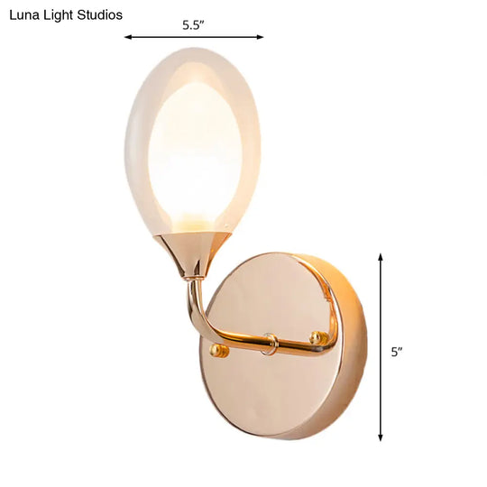 Modern Clear Glass Wall Sconce With Oval Shade - Bedroom Lighting Fixture