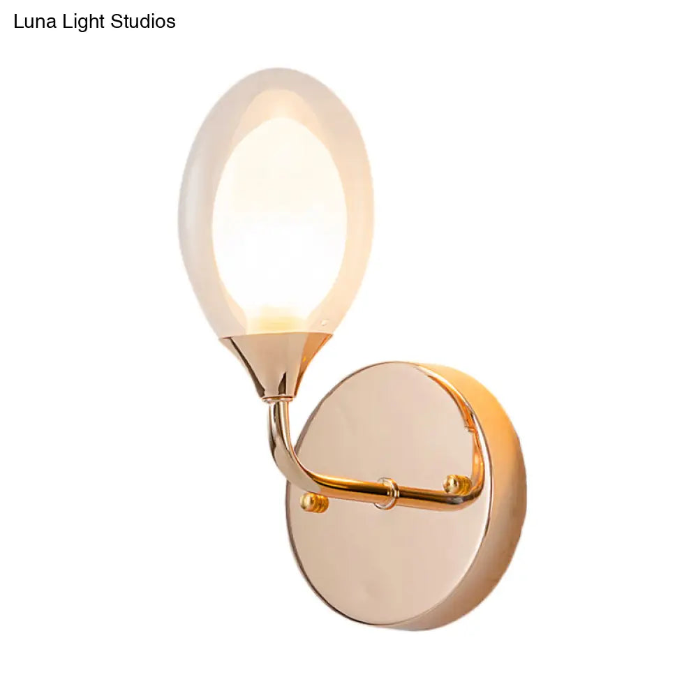 Modern Clear Glass Wall Sconce With Oval Shade - Bedroom Lighting Fixture