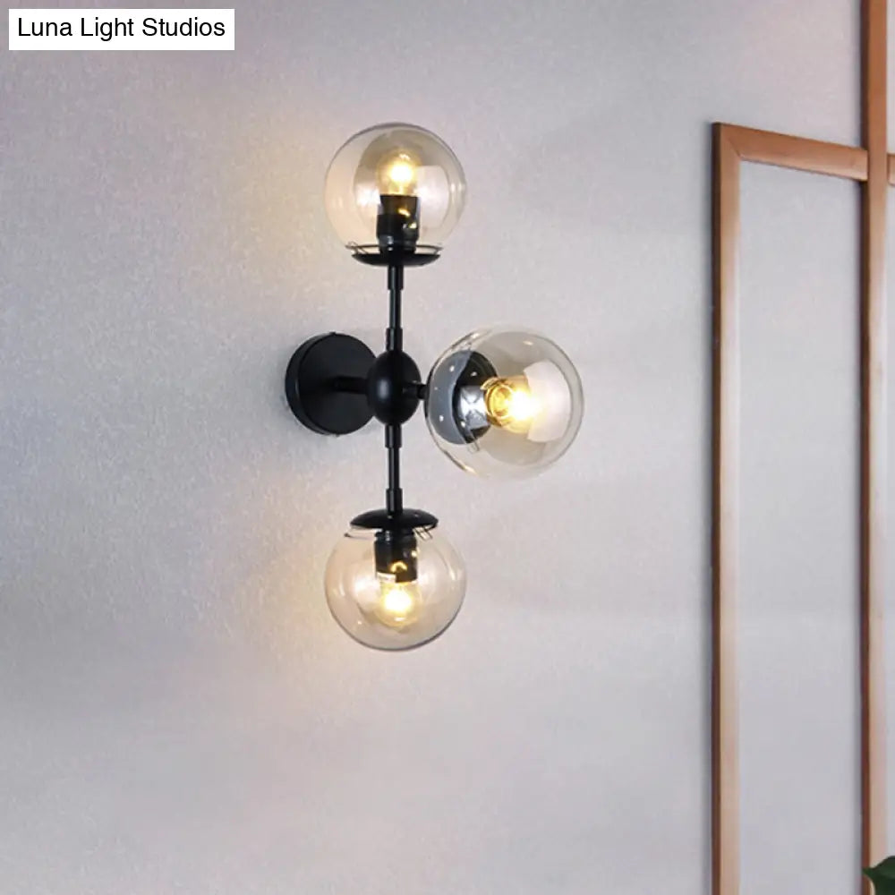 Modern Clear Glass Wall Sconce With Round Shade - Stylish Living Room Lighting Fixture