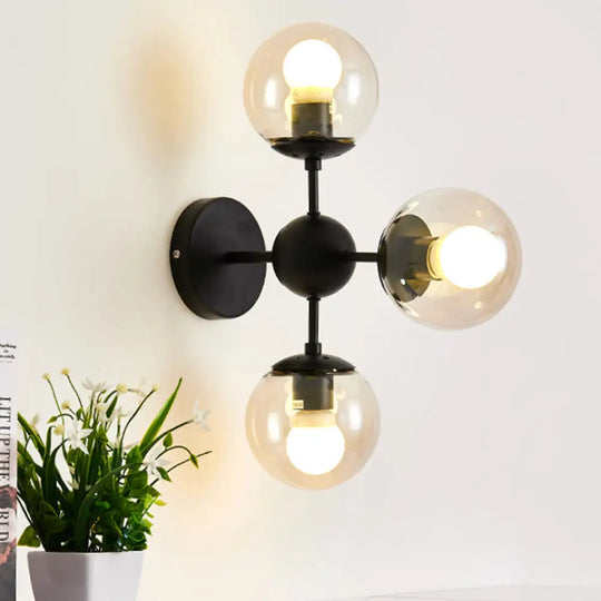 Modern Clear Glass Wall Sconce With Round Shade - Stylish Living Room Lighting Fixture