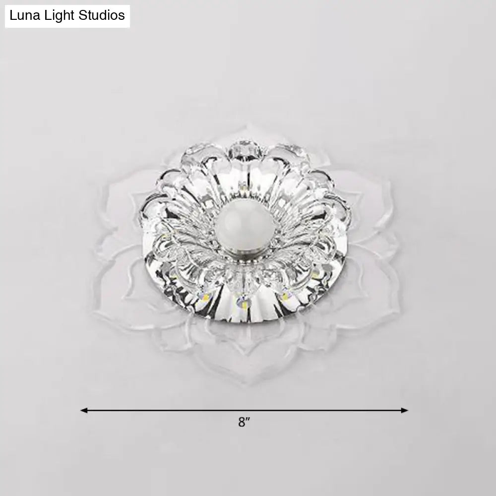 Modern Clear Led Flush Ceiling Light For Foyer - Blossom Shade Crystal