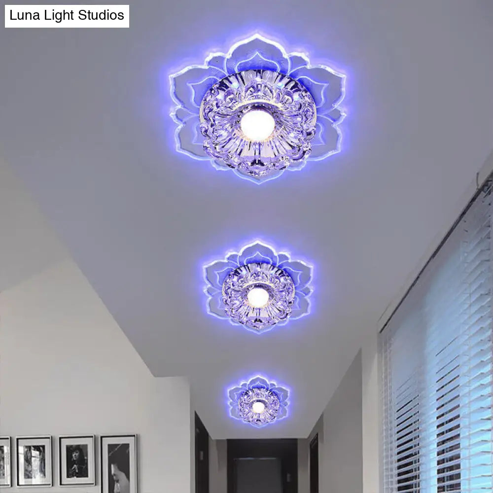 Modern Clear Led Flush Ceiling Light For Foyer - Blossom Shade Crystal