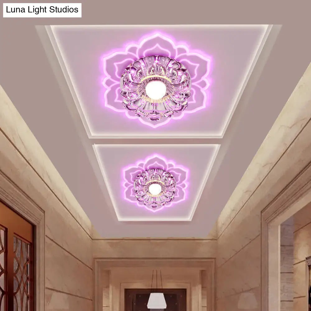 Modern Clear Led Flush Ceiling Light For Foyer - Blossom Shade Crystal