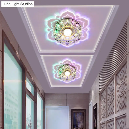 Modern Clear Led Flush Ceiling Light For Foyer - Blossom Shade Crystal