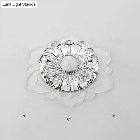 Modern Clear Led Flush Ceiling Light For Foyer - Blossom Shade Crystal