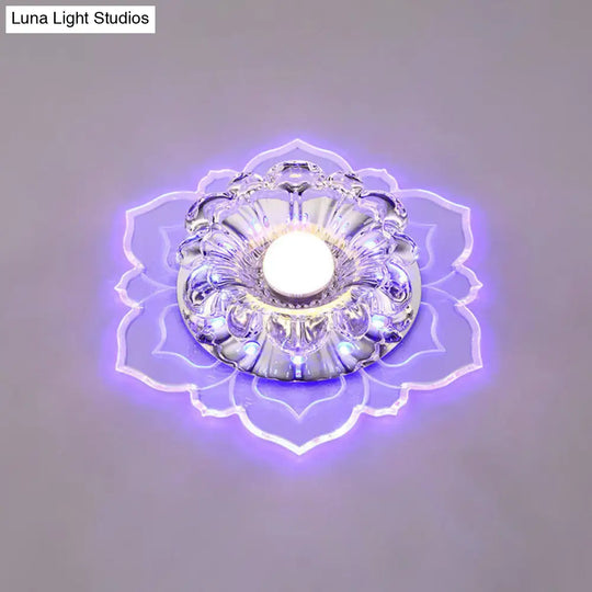 Modern Clear Led Flush Ceiling Light For Foyer - Blossom Shade Crystal / Blue