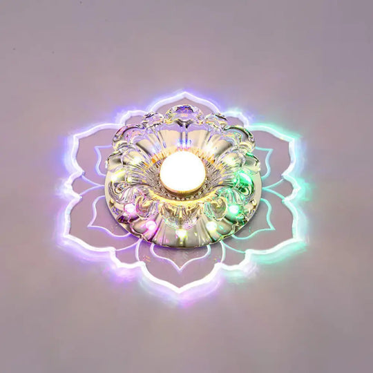 Modern Clear Led Flush Ceiling Light For Foyer - Blossom Shade Crystal / Multi Color