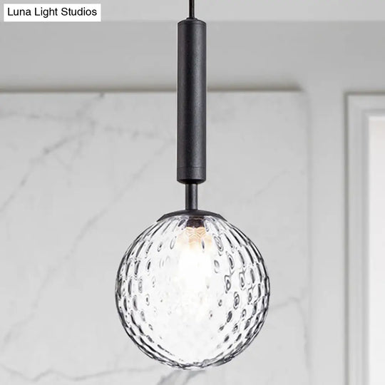 Modern Clear Prism Glass Pendant Light - 1 Head Hanging Lamp In Black/Brass