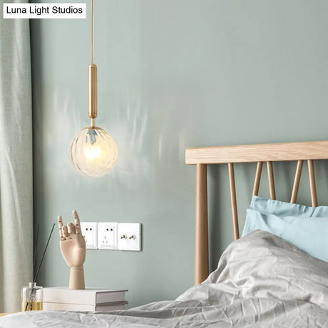 Modern Clear Prism Glass Pendant Light - 1 Head Hanging Lamp In Black/Brass