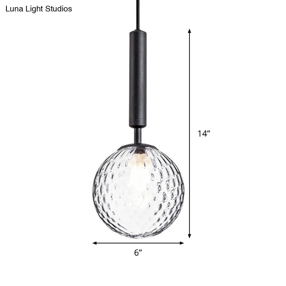 Modern Clear Prism Glass Pendant Light - 1 Head Hanging Lamp In Black/Brass