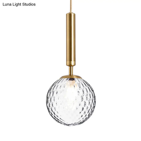 Modern Clear Prism Glass Pendant Light - 1 Head Hanging Lamp In Black/Brass