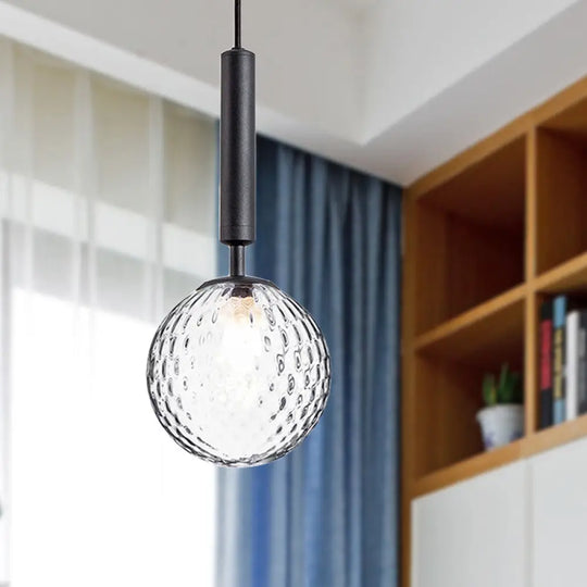 Modern Clear Prism Glass Pendant Light - 1 Head Hanging Lamp In Black/Brass Black