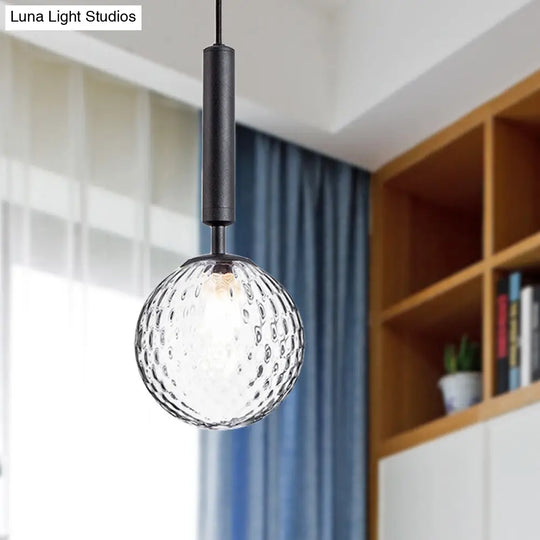 Clear Prism Glass Pendant Lamp - Modern Hanging Light Kit (1 Head) In Black/Brass Black
