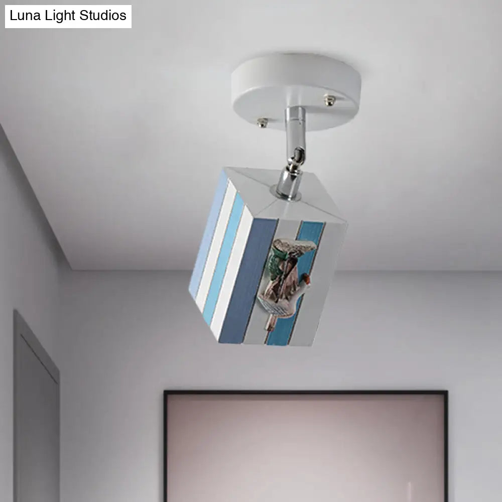 Modern Clear Resin Ceiling Light - 1 Bright Cube Design