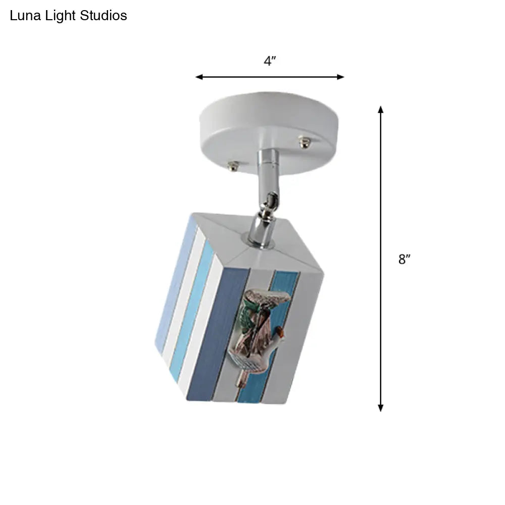 Modern Clear Resin Ceiling Light - 1 Bright Cube Design