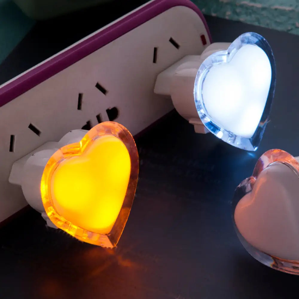 Modern Clear Wall Nightlight With Led Plug-In - Love Heart Plastic Shade