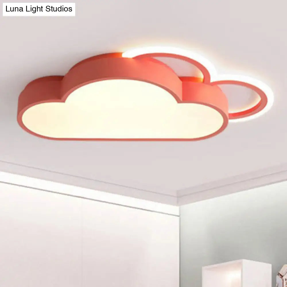 Modern Cloud Design Led Flush Mount Lighting Fixture For Bedrooms Pink / White