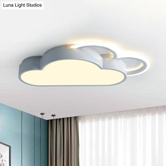 Modern Cloud Design Led Flush Mount Lighting Fixture For Bedrooms Blue / White