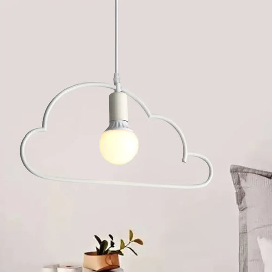 Modern Cloud Pendant Ceiling Lamp With Metal Finish - White 1 Bulb