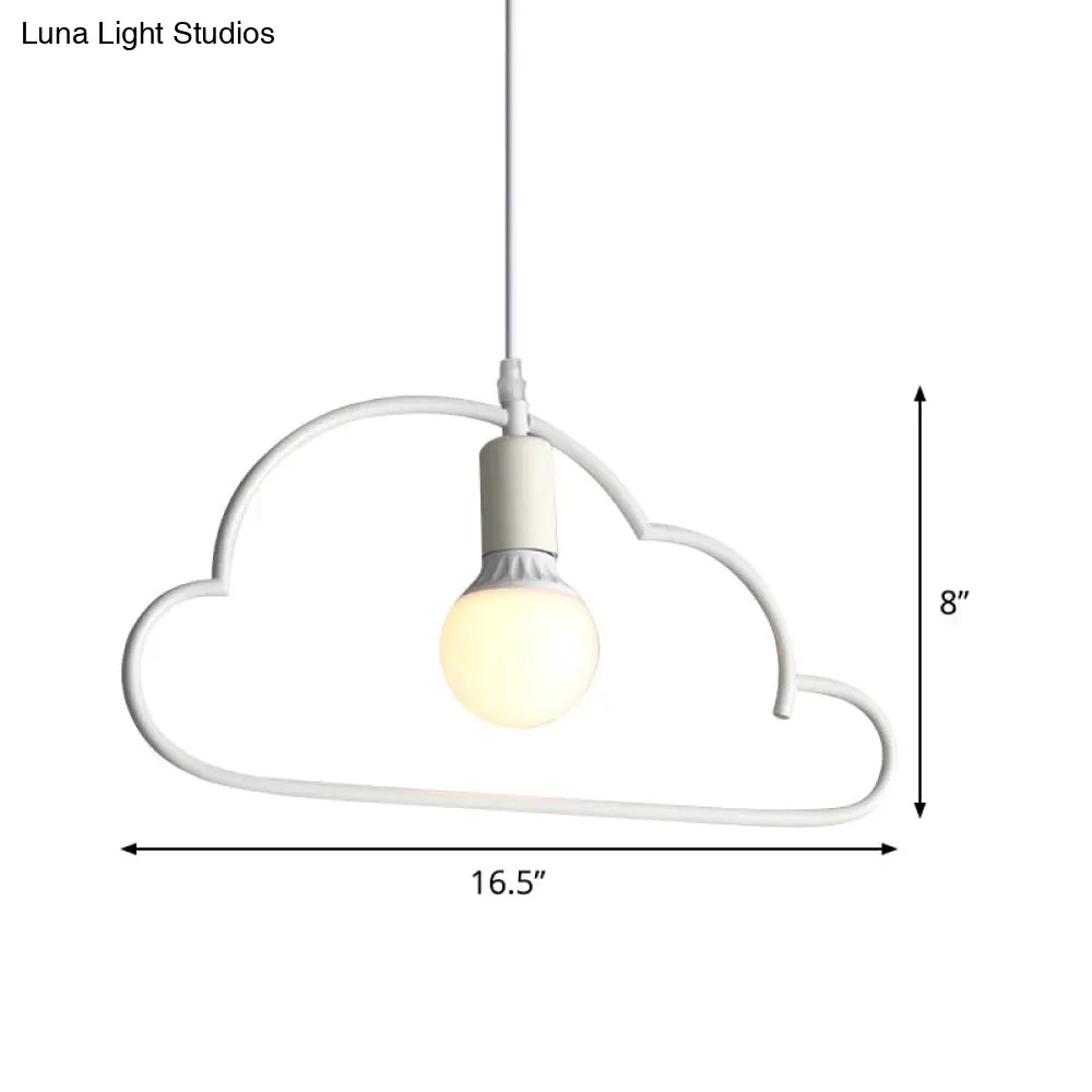 White Modernist Cloud Pendant Lamp - Metal 1-Bulb Bedside Ceiling Lighting Solution