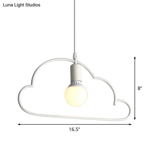 White Modernist Cloud Pendant Lamp - Metal 1-Bulb Bedside Ceiling Lighting Solution