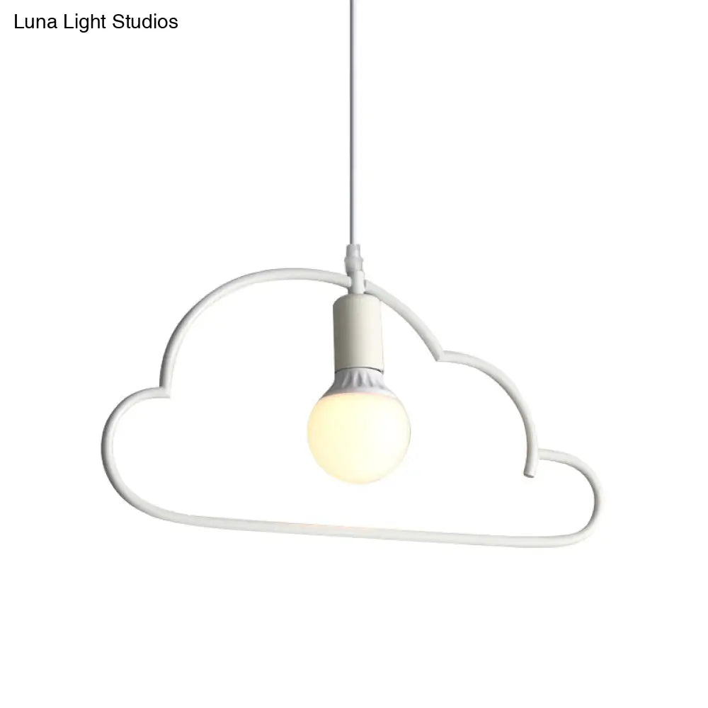 White Modernist Cloud Pendant Lamp - Metal 1-Bulb Bedside Ceiling Lighting Solution