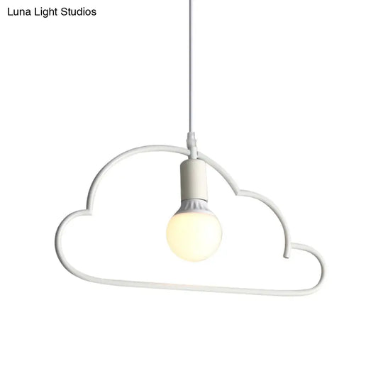 White Modernist Cloud Pendant Lamp - Metal 1-Bulb Bedside Ceiling Lighting Solution