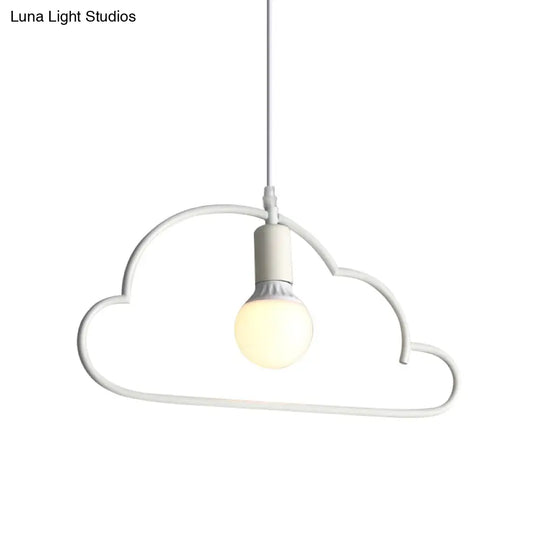 Modern Cloud Pendant Ceiling Lamp With Metal Finish - White 1 Bulb