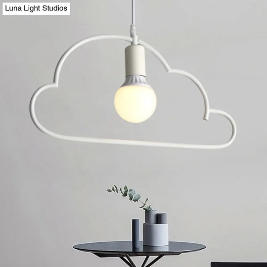 Modern Cloud Pendant Ceiling Lamp With Metal Finish - White 1 Bulb