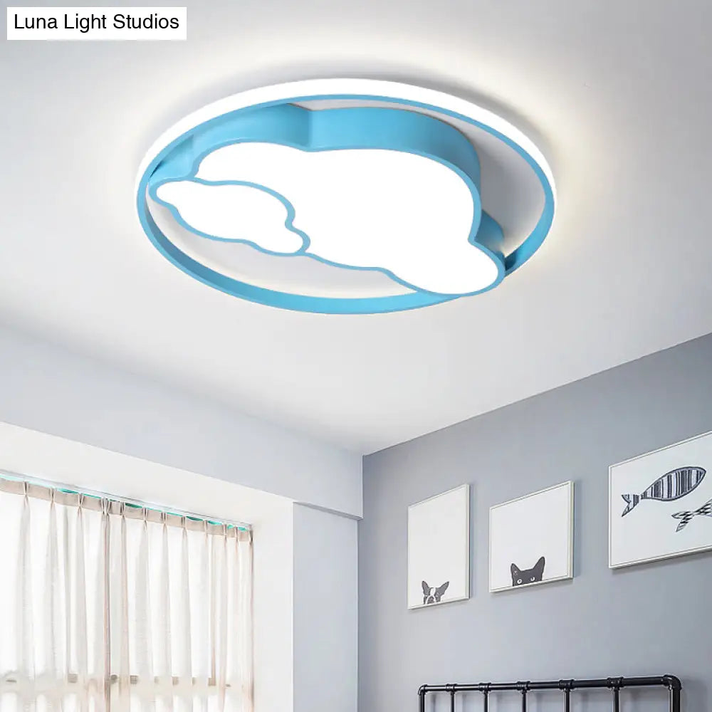 Modern Cloud Shade Flush Pendant: Led Acrylic Ceiling Lamp For Childs Bedroom In Blue/Pink With