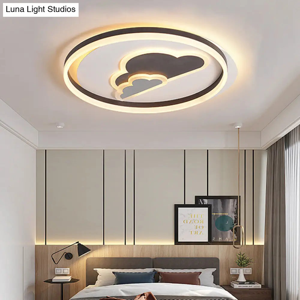 Modern Cloud-Themed Flush Led Ceiling Light In White For Baby Room